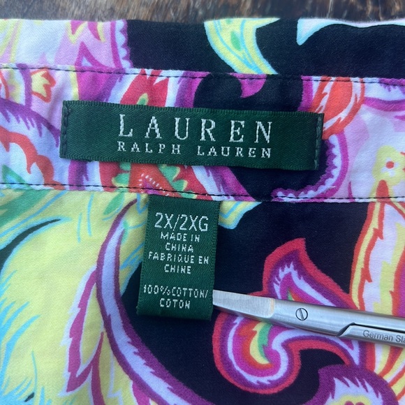 Ralph Lauren NWOT 3/4 sleeve button up beautiful bright floral print size 2XL - Picture 8 of 12